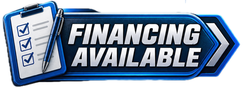 A blue and silver sign reads Financing Available beside a clipboard holding a detailed snow removal checklist and a sturdy pen, ready for job site planning. - Snow Removal Indianapolis